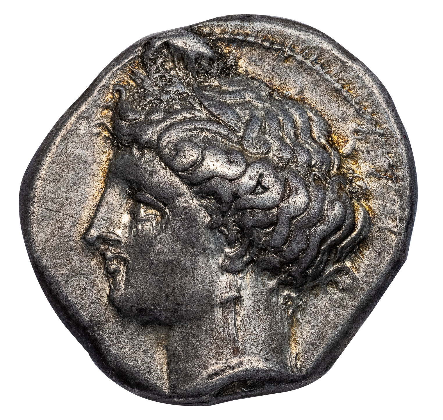 METAPONTUM SILVER STATER – ISSUE WITH LEFT-FACING DEMETER AND CADUCEUS ...