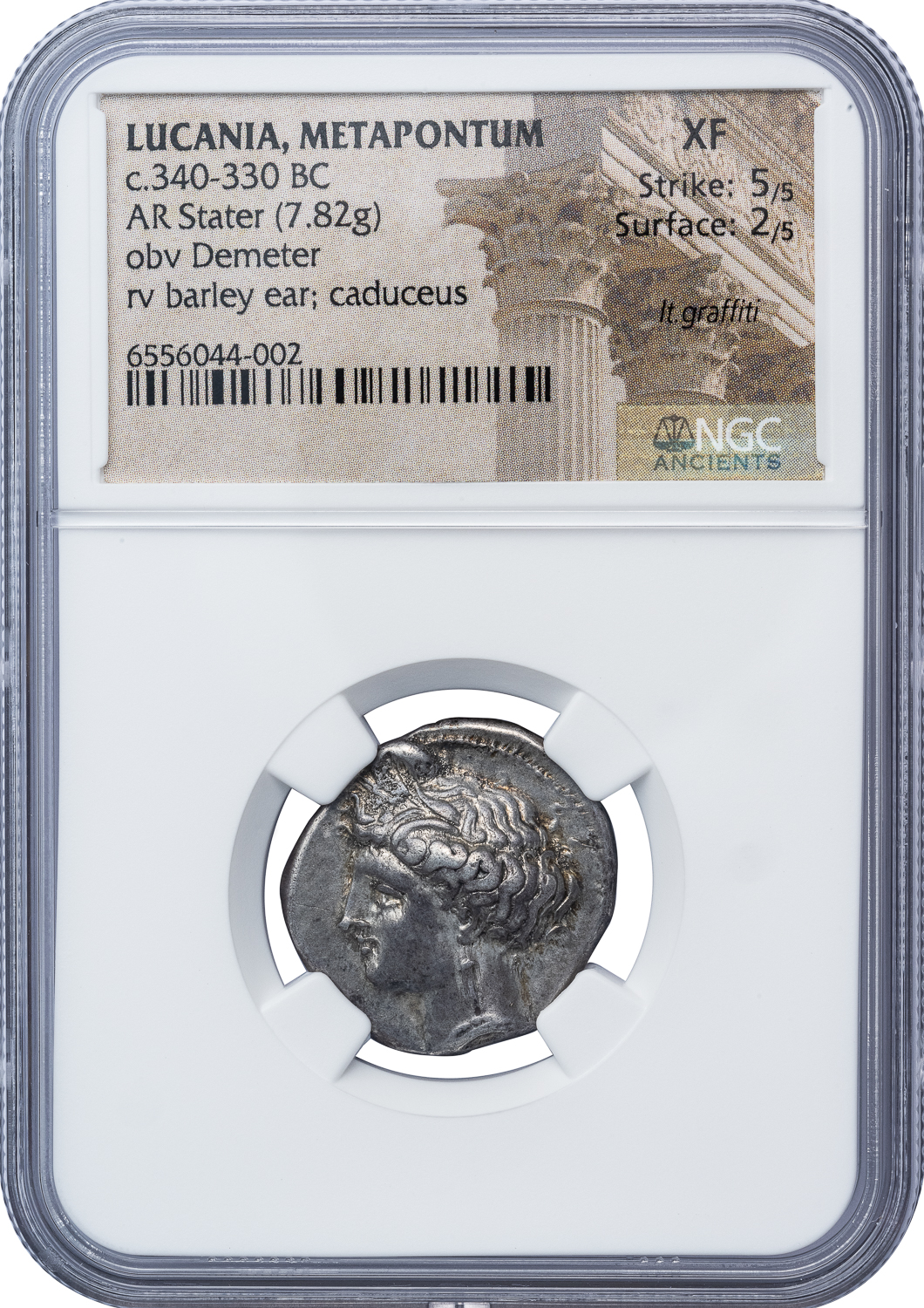 METAPONTUM SILVER STATER – ISSUE WITH LEFT-FACING DEMETER AND CADUCEUS ...