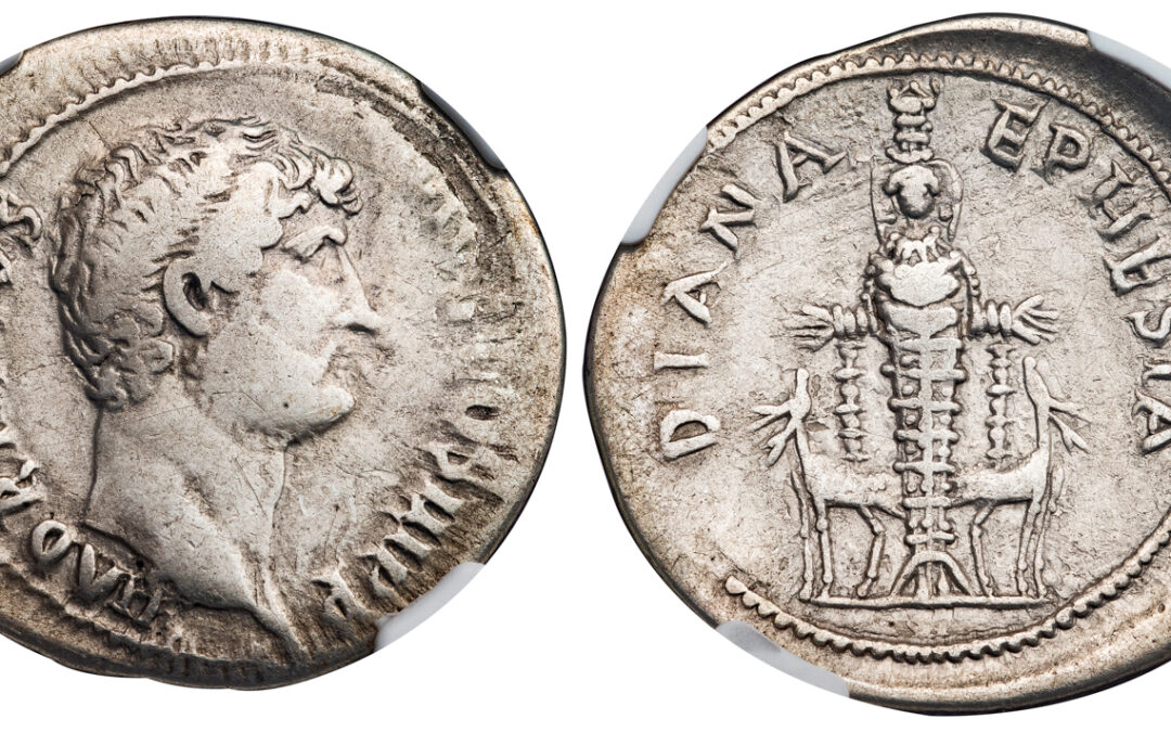 HADRIAN SILVER CISTOPHORUS – DIANA EPHESIA TYPE – VF NGC GRADED ROMAN IMPERIAL PROVINCIAL COIN (Inv. 14616)