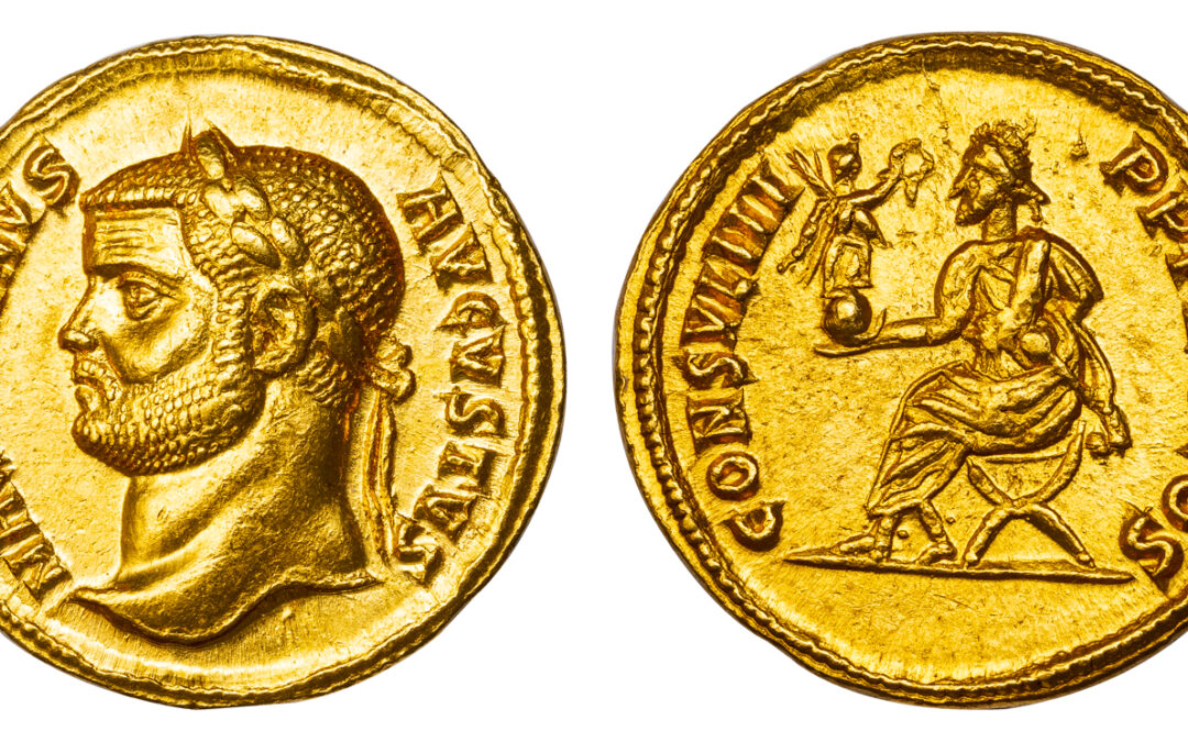 MAXIMIAN GOLD AUREUS – ISSUE OF ANTIOCH EX ARCHER HUNTINGTON COLLECTION AND ONCE IN THE AMERICAN NUMISMATIC SOCIETY – CHOICE MINT STATE NGC GRADED ROMAN IMPERIAL COIN (Inv. 19618)