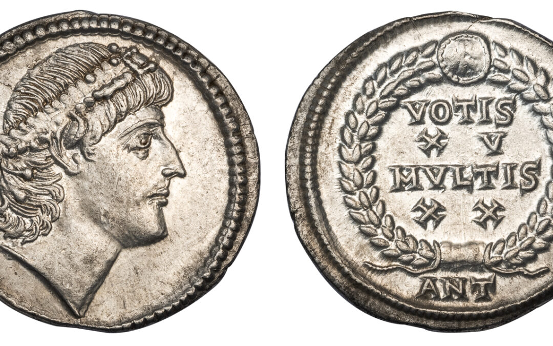 CONSTANTIUS II SILVER SILIQUA – ISSUE OF ANTIOCH WITH “EYES TO GOD” PORTRAIT – MINT STATE STAR 5-5 5-5 NGC GRADED ROMAN IMPERIAL COIN (Inv. 19700)